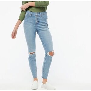 J.Crew Jeans 10" High-Rise Skinny size 29 Light Wash Distressed Button Fly BF847